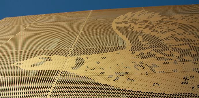 Perforated aluminium sheets used for special facade