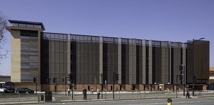 Perforated sheets and expanded metal used for multi-storey car park