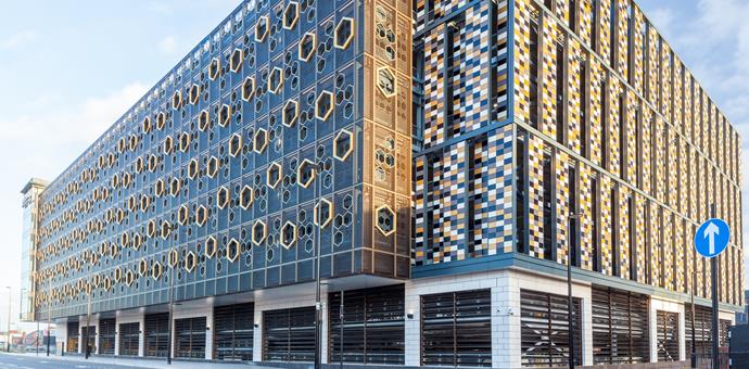 Perforated facade for multi-storey car park
