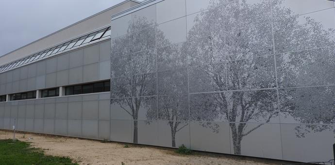 Perforated sheets designed to depict trees