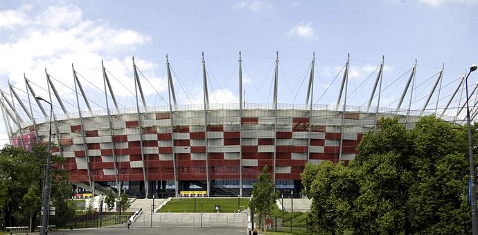 RMIG Siatka cięto-ciągniona użyta na elewację Stadionu Narodowego, Warszawa