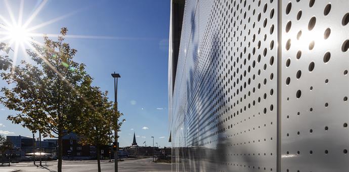 Perforated metal used for a raw and technical look