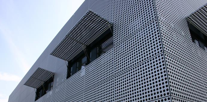 Sheets from RMIG with round hole perforation used for facade